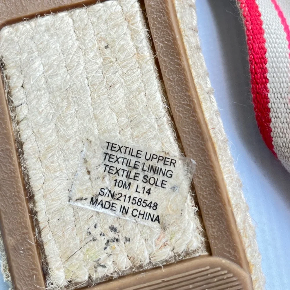 Tory Burch Striped Canvas Espadrille Flats Shoes Womens 10 Nautical Beach $135